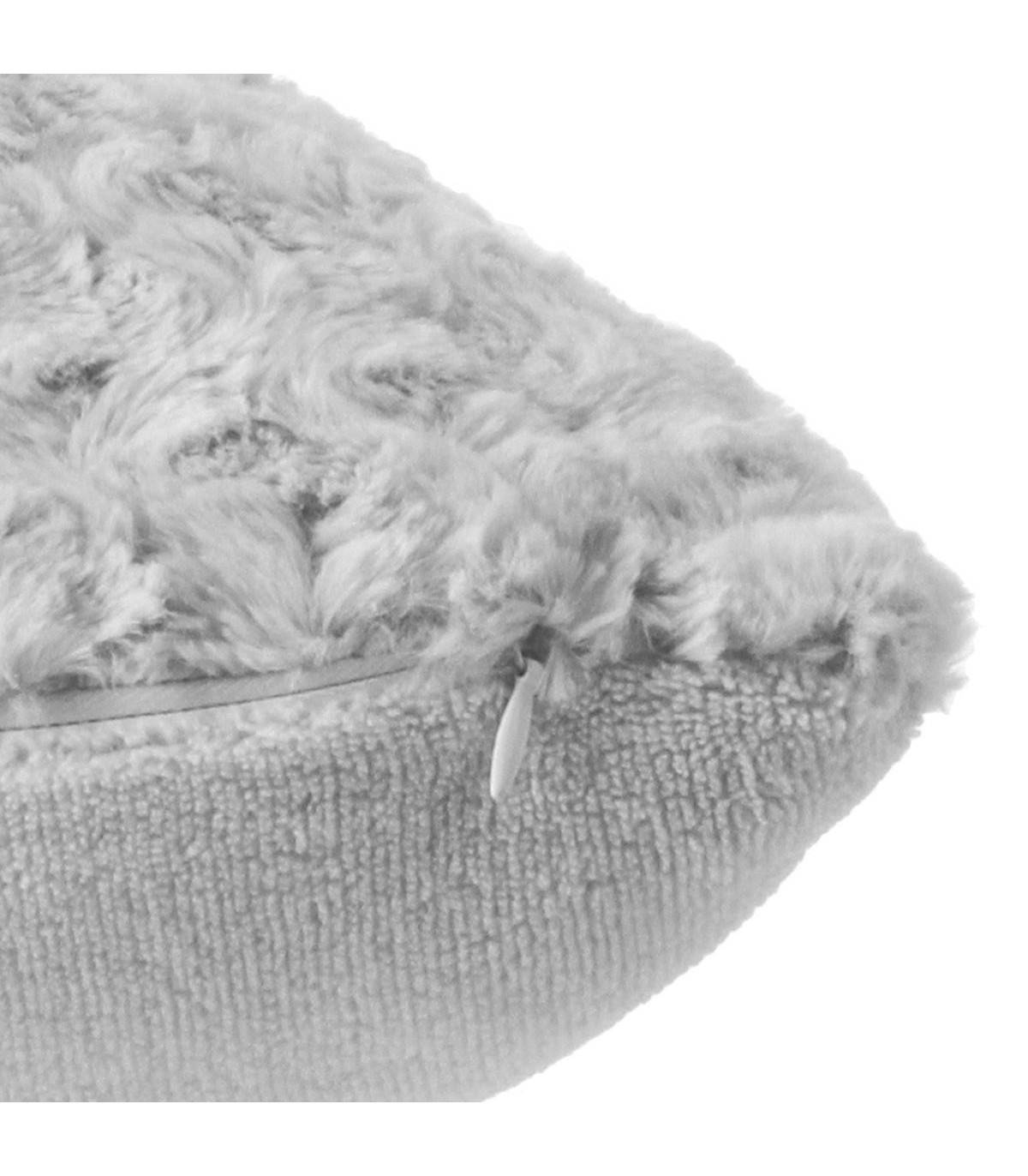 Coussin déhoussable en Fourrure Bouclée Gris clair  45 x 45 cm - Imagen 5