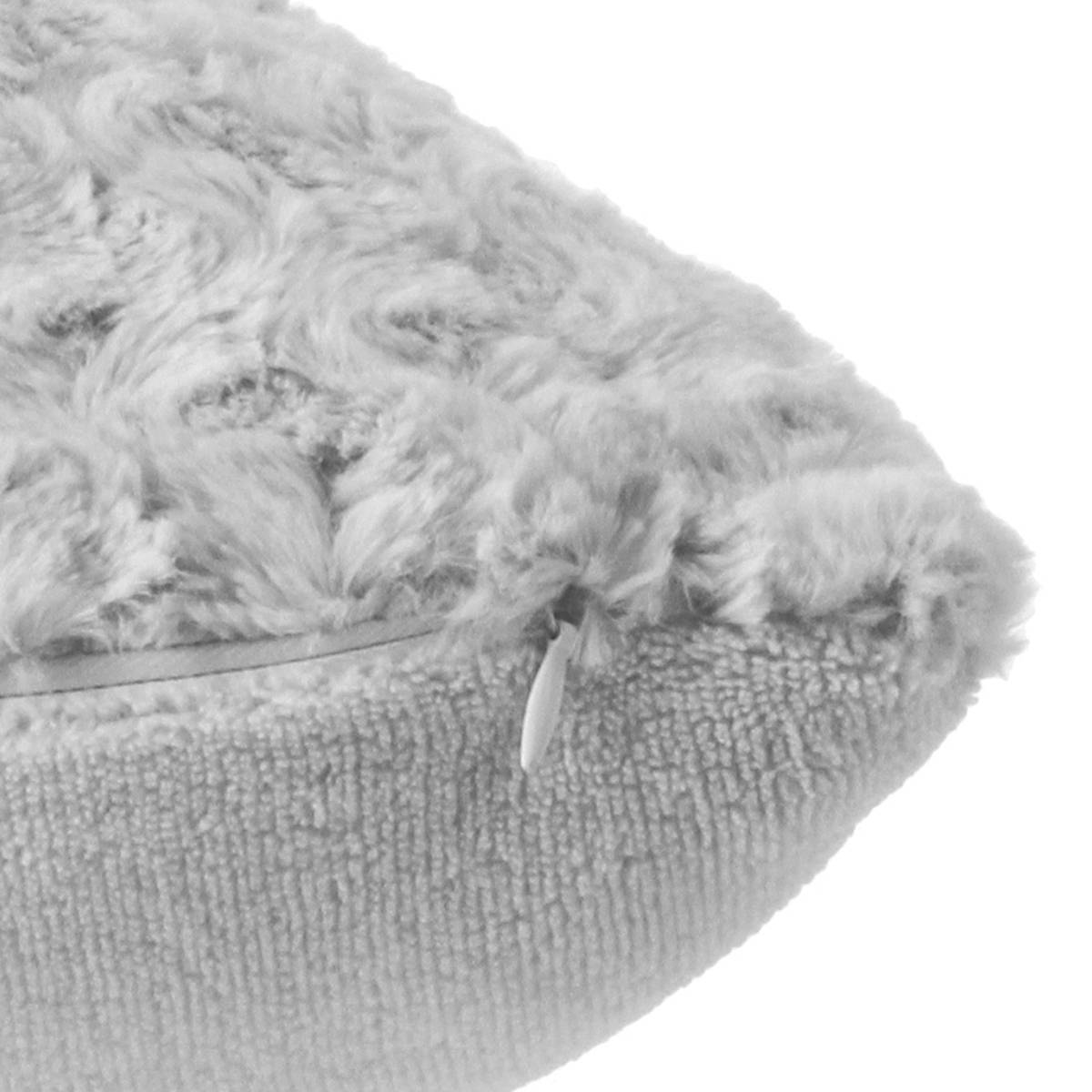 Atmosphera - Coussin fourrure bouclé gris 45x45cm - Atmosphera Créateur d'intérieur - Imagen 5