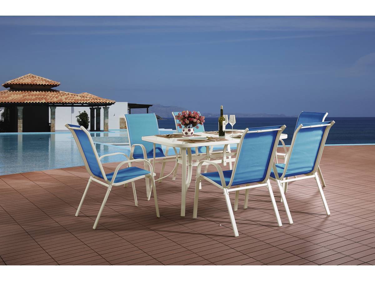 Habitat Et Jardin - Table Et Chaises De Jardin En Textilène "cordoba" - Phoenix - 6 Places - Bleu -habitat Et Jardin - Imagen 2
