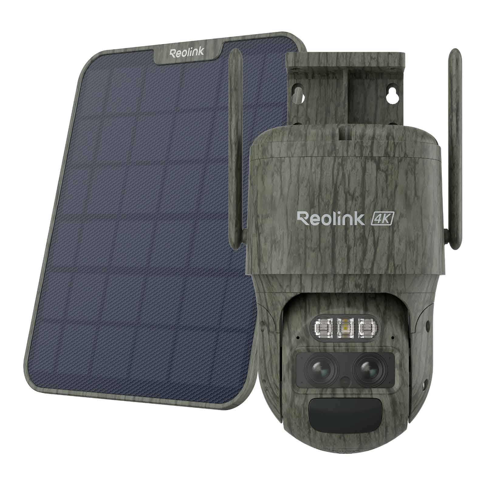 Reolink Go G770 - Caméra 4G Sans Fil à double objectifs avec suivi auto et zoom - avec panneau solaire autonome