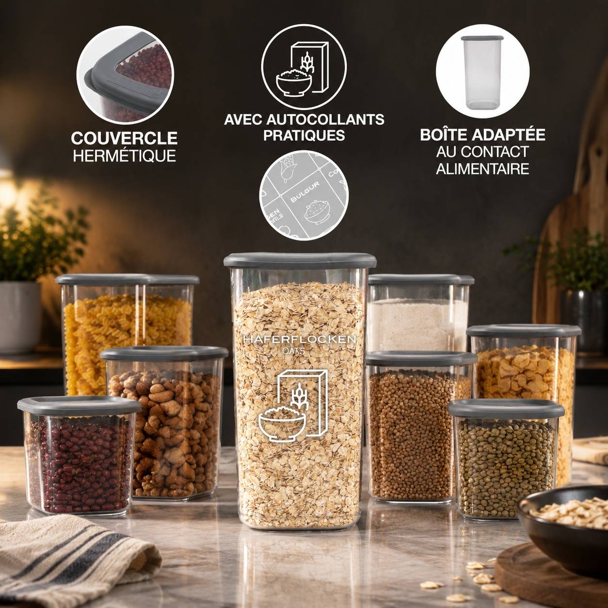 Boîtes de Rangement Alimentaire Empilables avec Couvercle Hermétique Étanche - Image 4