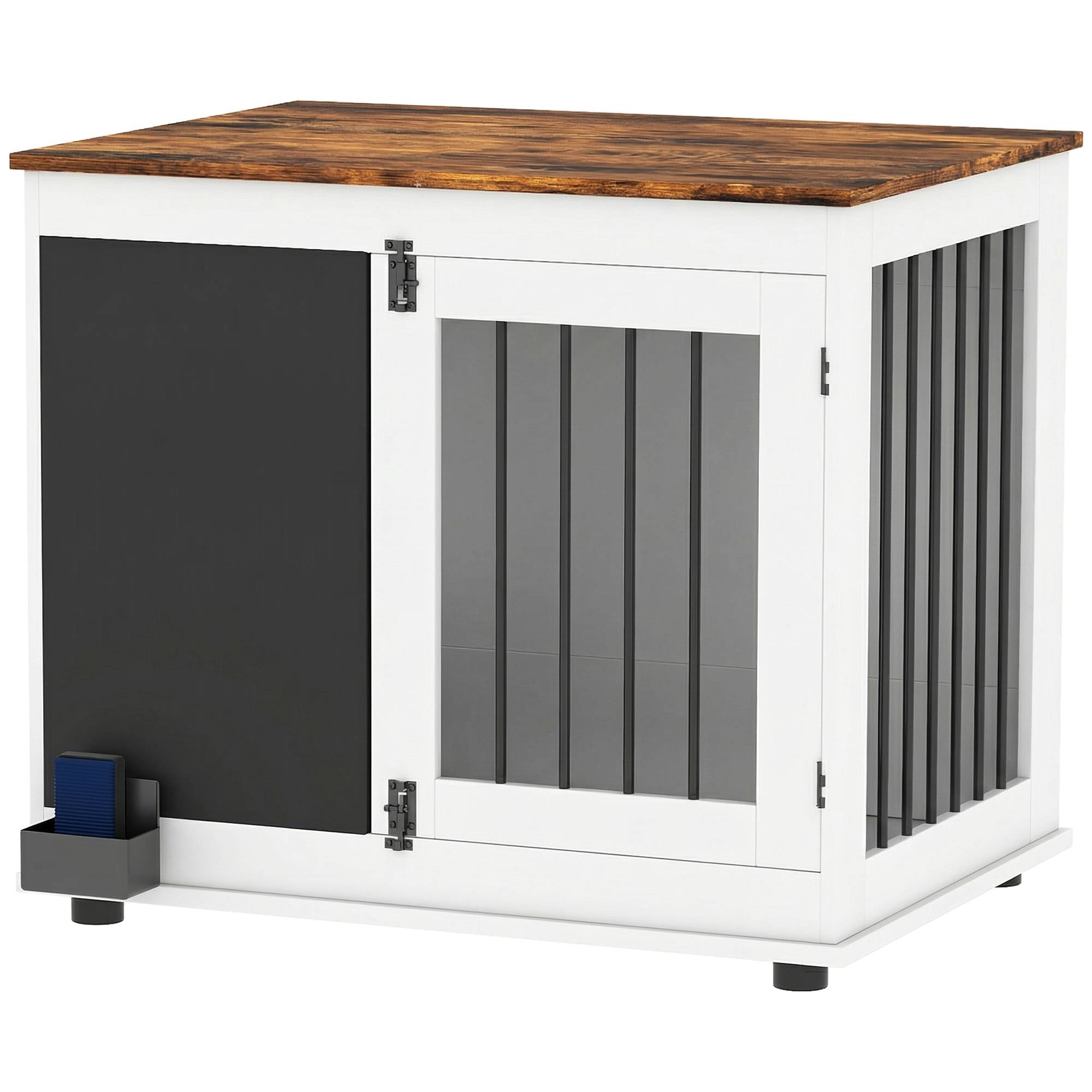 Cage pour chien acier bois intérieur moyen table d'appoint 80x60x70cm blanc - ComfortXL Outdoor Living - Image 2