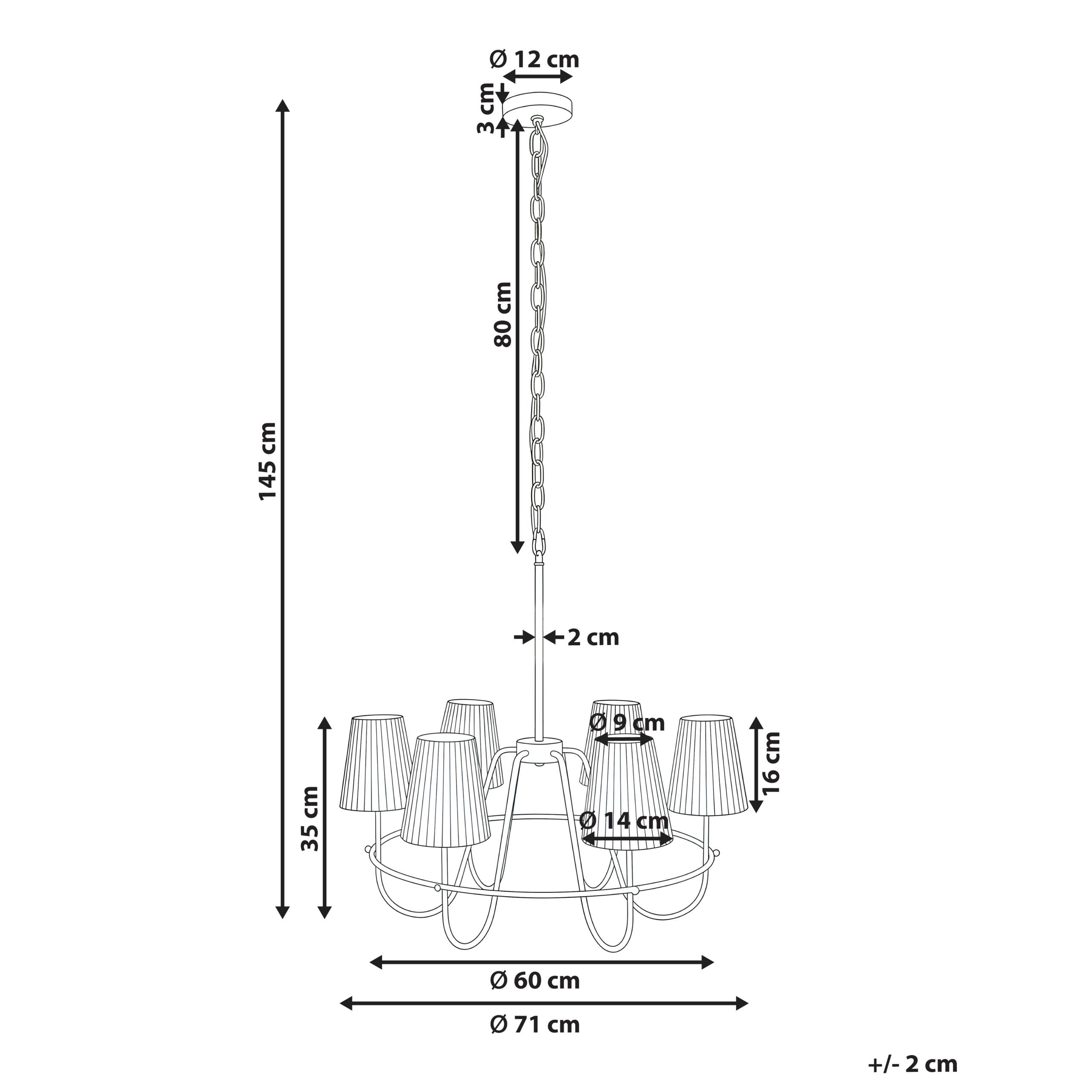 Beliani - Lampe suspension Métal Doré YAMETHIN - 71x71x145- Beliani - Image 3