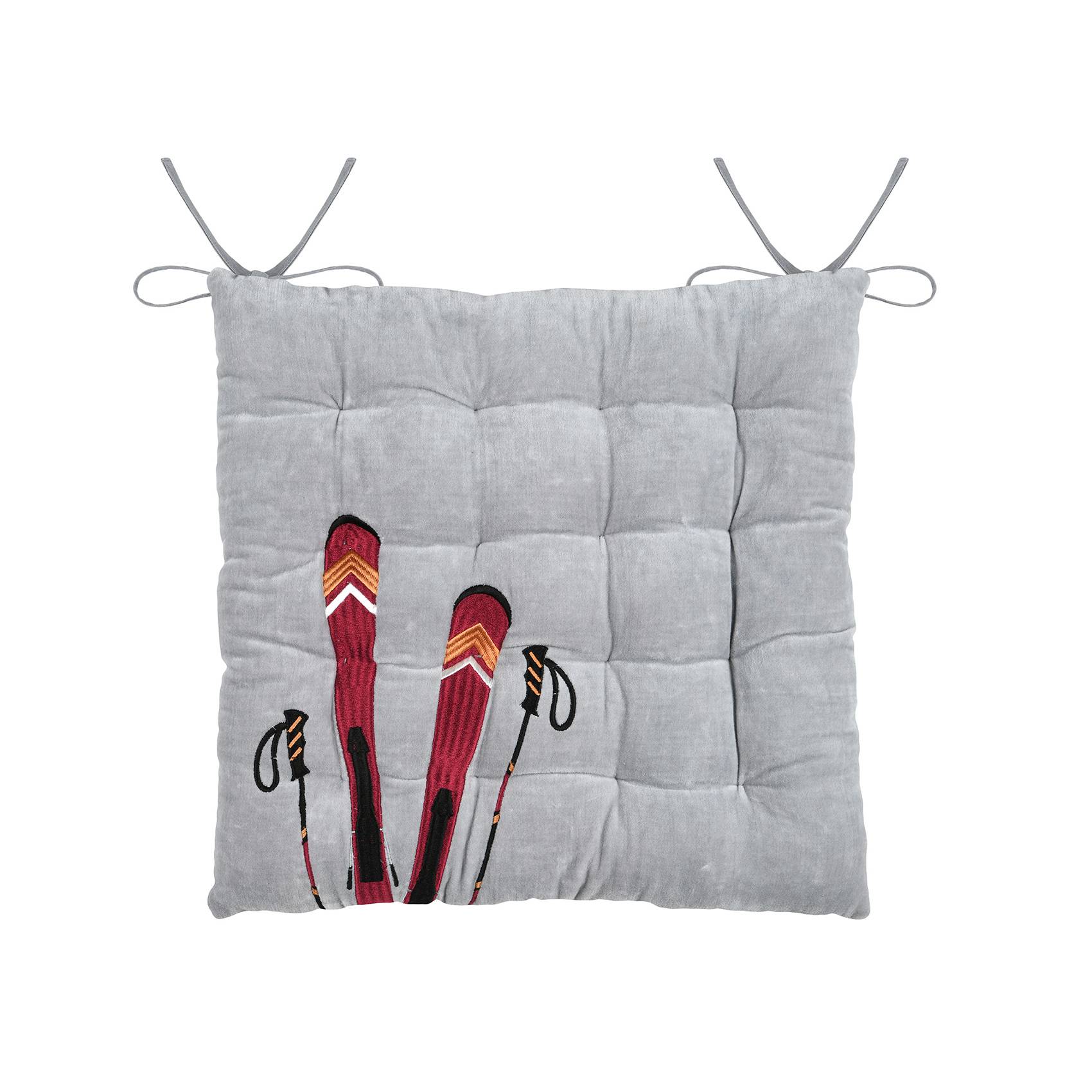 Lovely Casa - Galette de chaise ski en coton - LOVELY CASA - Coton - Gris - Image 3