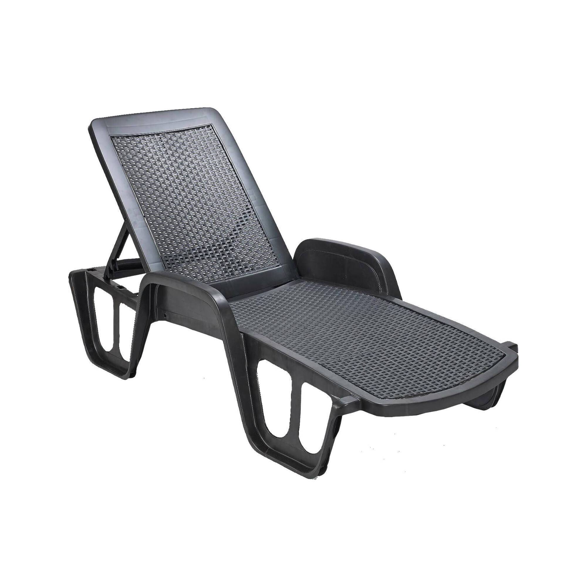 Dmora - Bains de soleil Milano, Chaise longue de jardin réglable avec accoudoirs, Chaise longue d'extérieur, 192x71h100 cm, Anthracite - Dmora - Imagen 1