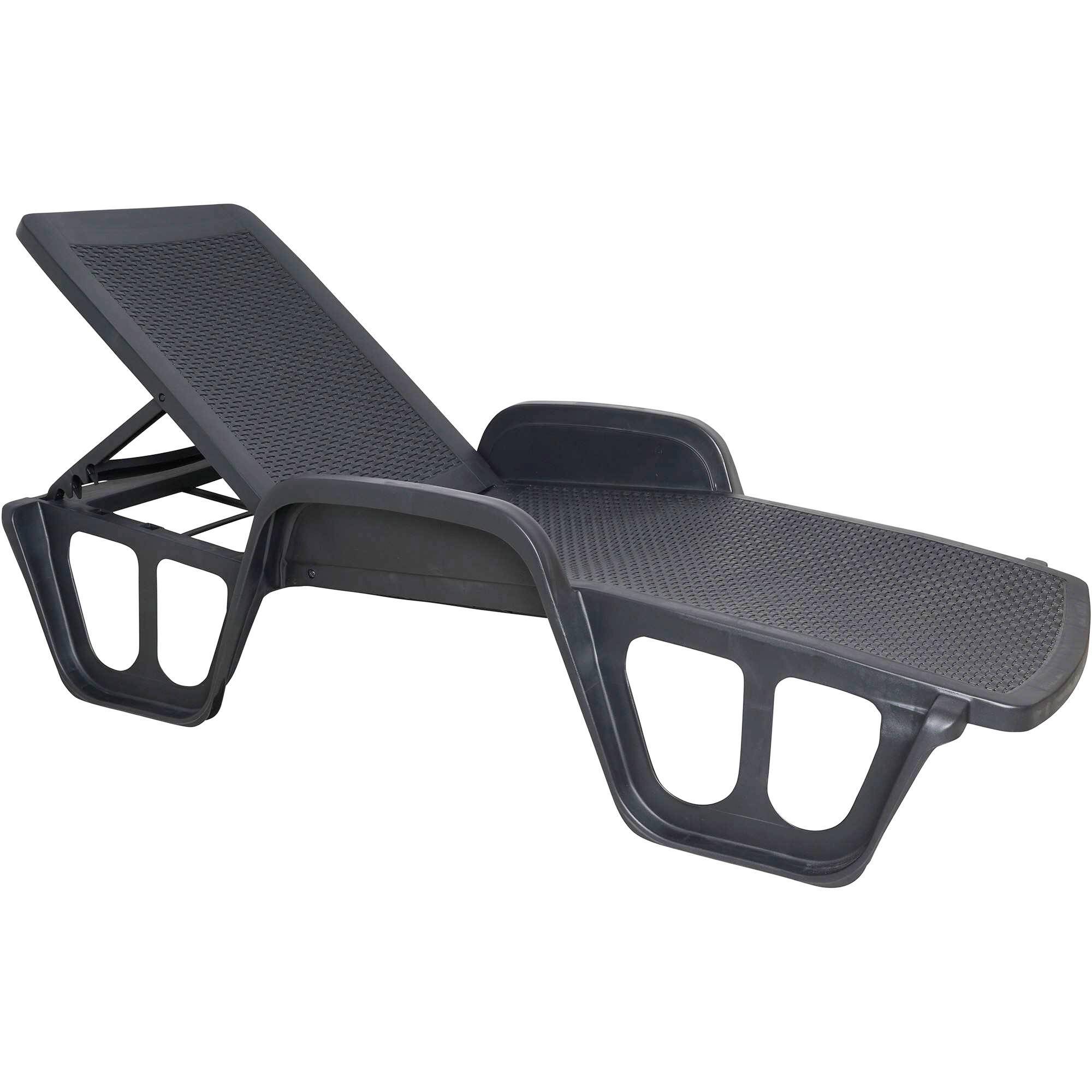 Dmora - Bains de soleil Milano, Chaise longue de jardin réglable avec accoudoirs, Chaise longue d'extérieur, 192x71h100 cm, Anthracite - Dmora - Imagen 5