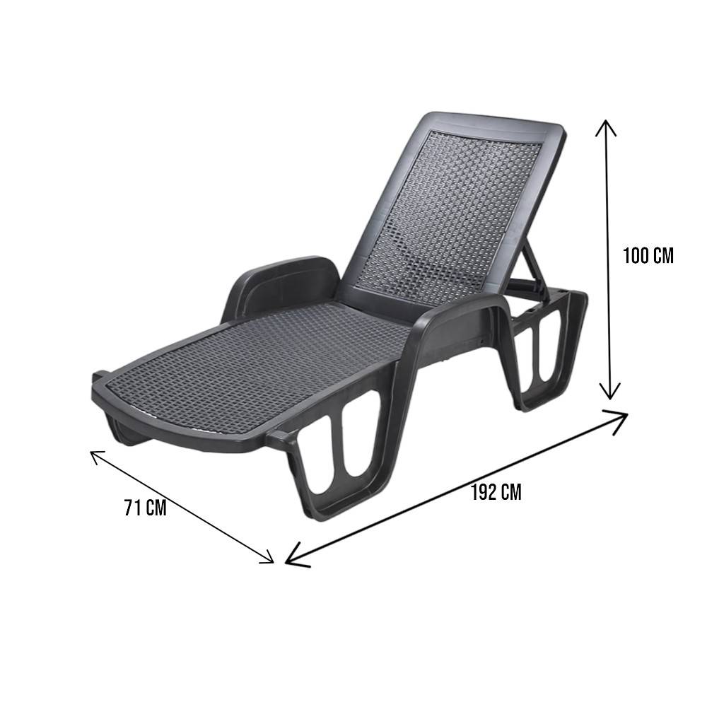 Dmora - Bains de soleil Milano, Chaise longue de jardin réglable avec accoudoirs, Chaise longue d'extérieur, 192x71h100 cm, Anthracite - Dmora - Imagen 3