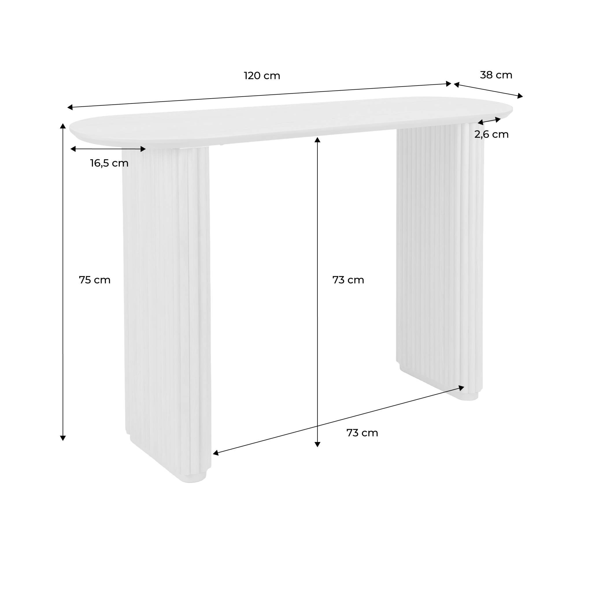 Console ovale bois d'hévéa placage chêne noyer - Gabrielle | sweeek ...