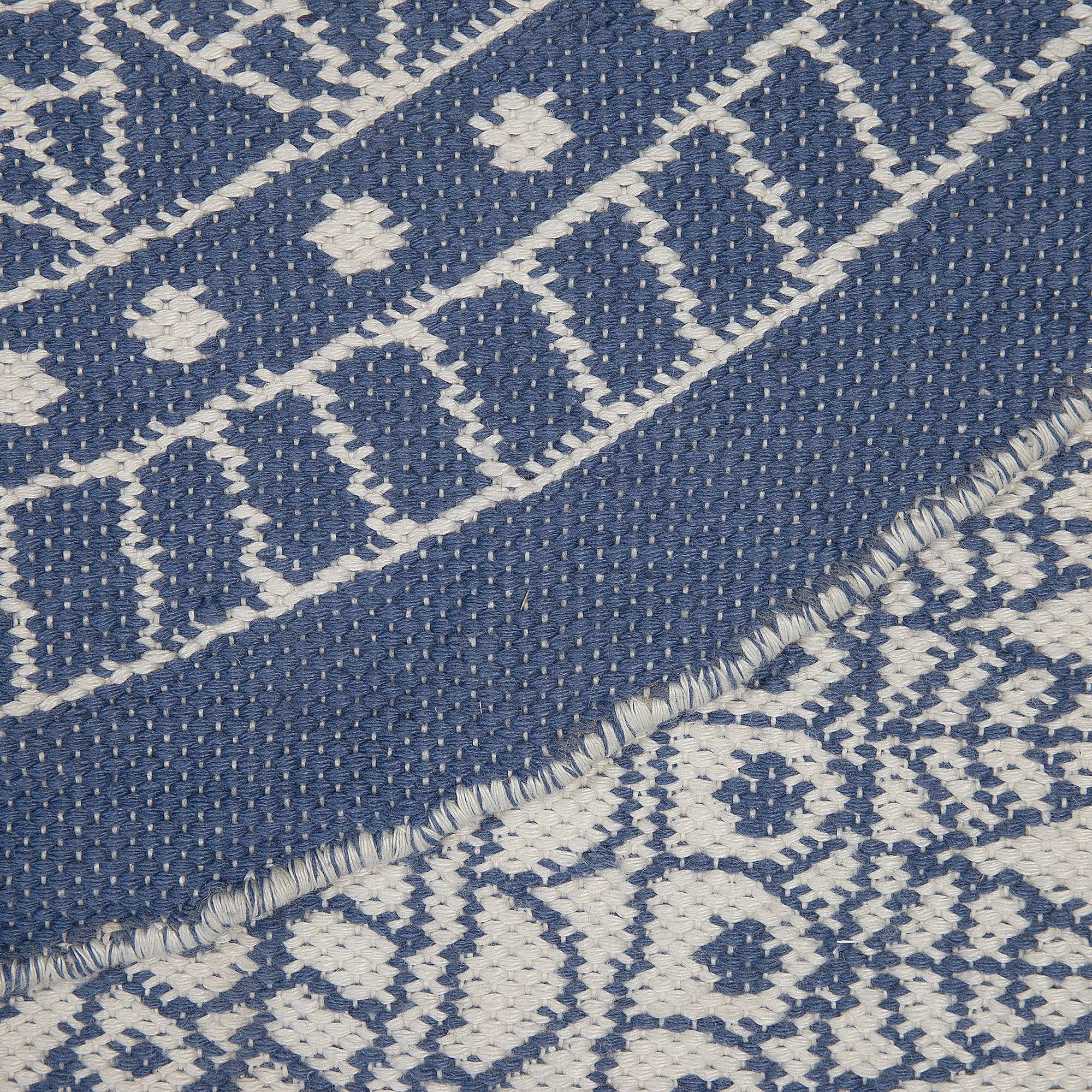 Beliani - Tapis Rond Bleu et Blanc en Plastique Motif Oriental pour Chambre ou Salon Bohème ø 140 cm Beliani - Imagen 3