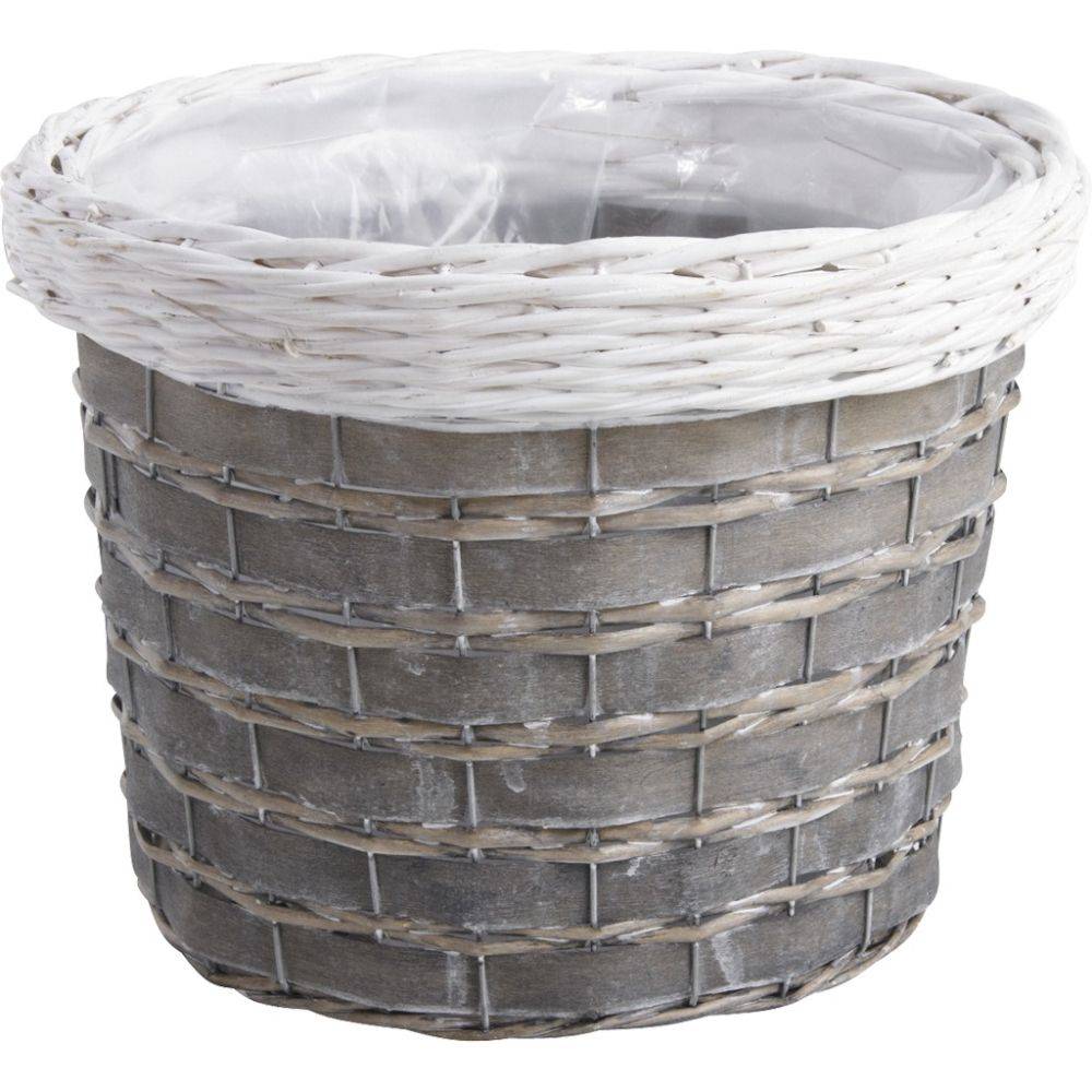 Aubry Gaspard - Cache-pots en osier gris et blanc (lot de 3) - Imagen 2
