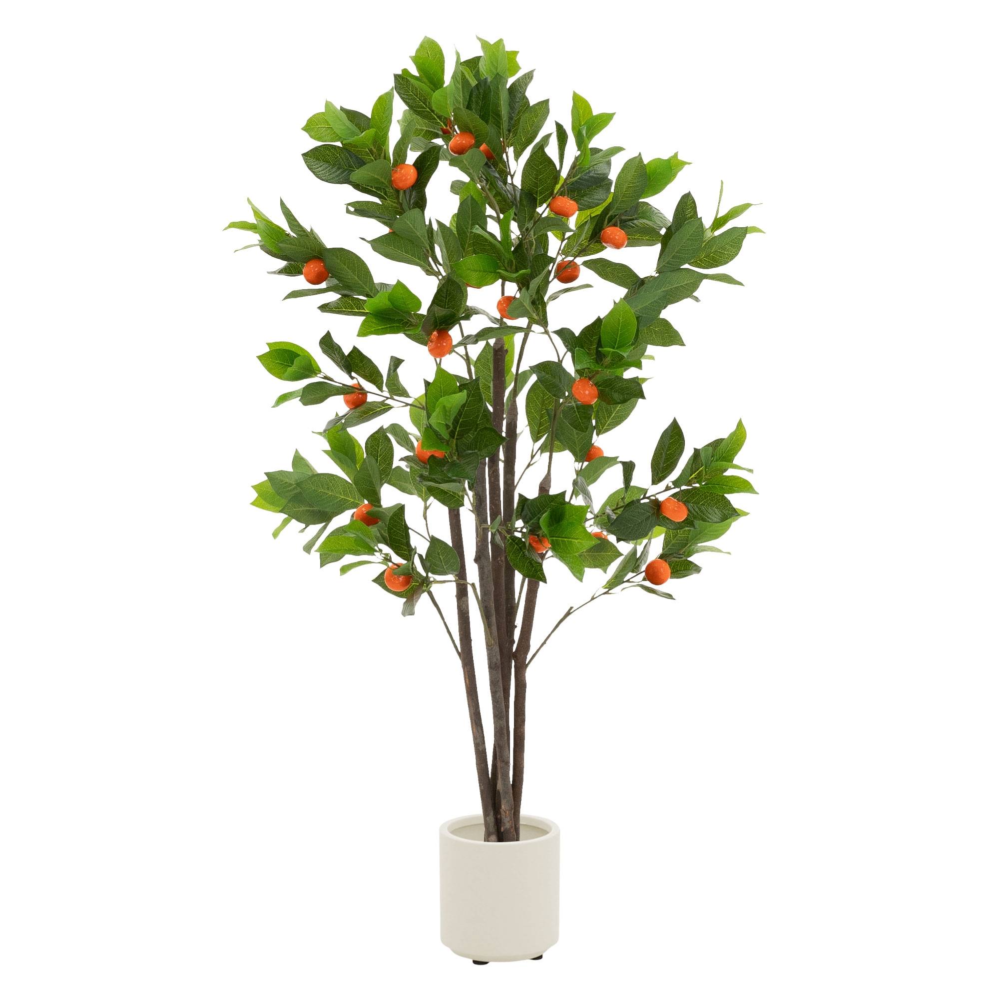 Plante artificielle oranger 130 cm faux arbre décoratif imitation réaliste en plastique avec fruits de citron pot inclus pour intérieur extérieur - Image 1