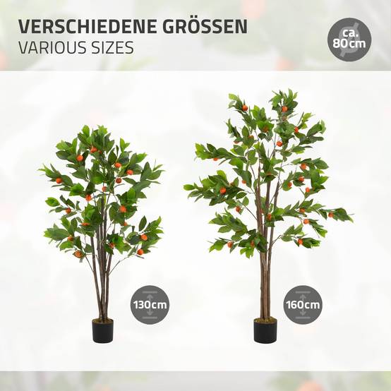 Plante artificielle oranger 130 cm faux arbre décoratif imitation réaliste en plastique avec fruits de citron pot inclus pour intérieur extérieur - Image 5