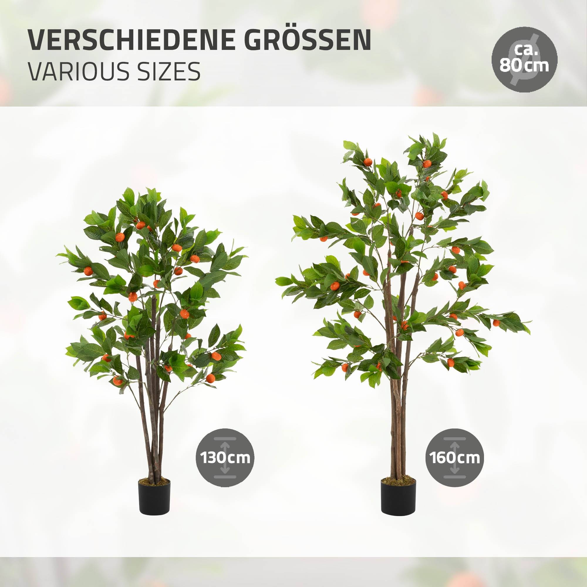 Plante artificielle oranger 130 cm faux arbre décoratif imitation réaliste en plastique avec fruits de citron pot inclus pour intérieur extérieur - Image 5