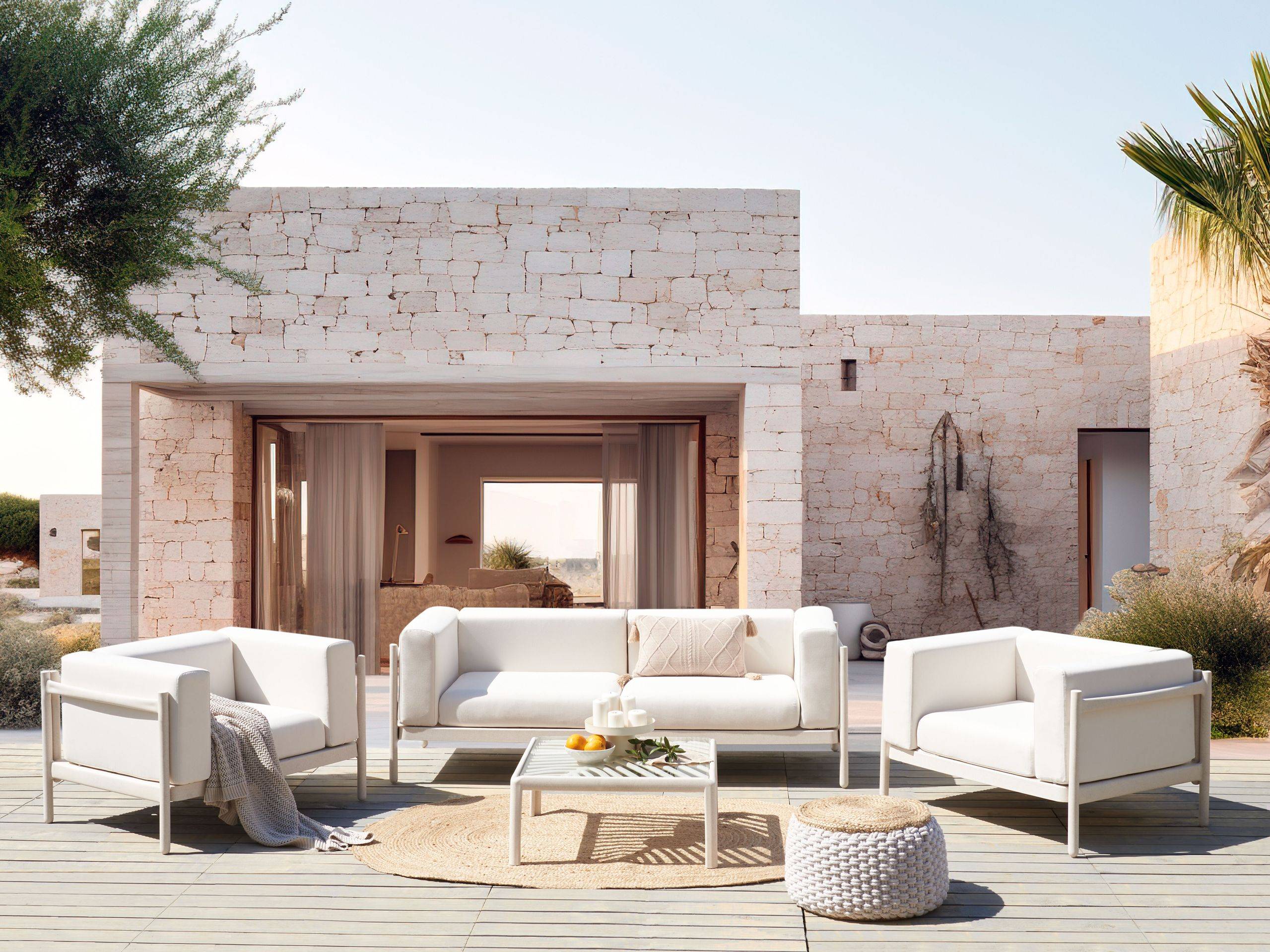 Beliani - Set de jardin, 4 Personnes Matière synthétique Beige clair FERRETTI - Beliani - Imagen 1