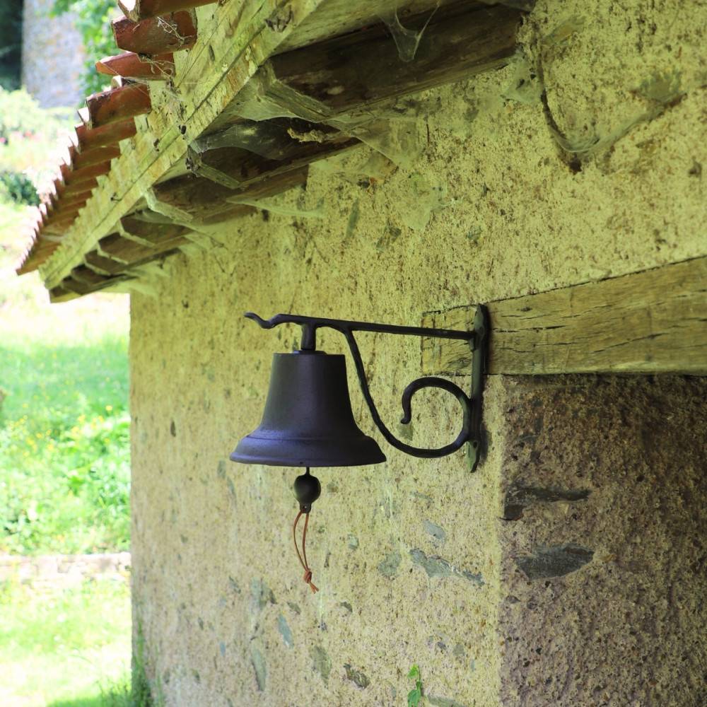 Cloche de jardin de porte ancienne murale fonte marron 33 x 20 x 20 cm Chemin de campagne - Image 2