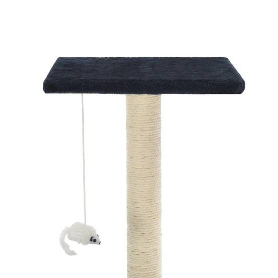 Helloshop26 - Arbre à chat griffoir grattoir niche jouet animaux peluché en sisal 95 cm bleu foncé - Image 5