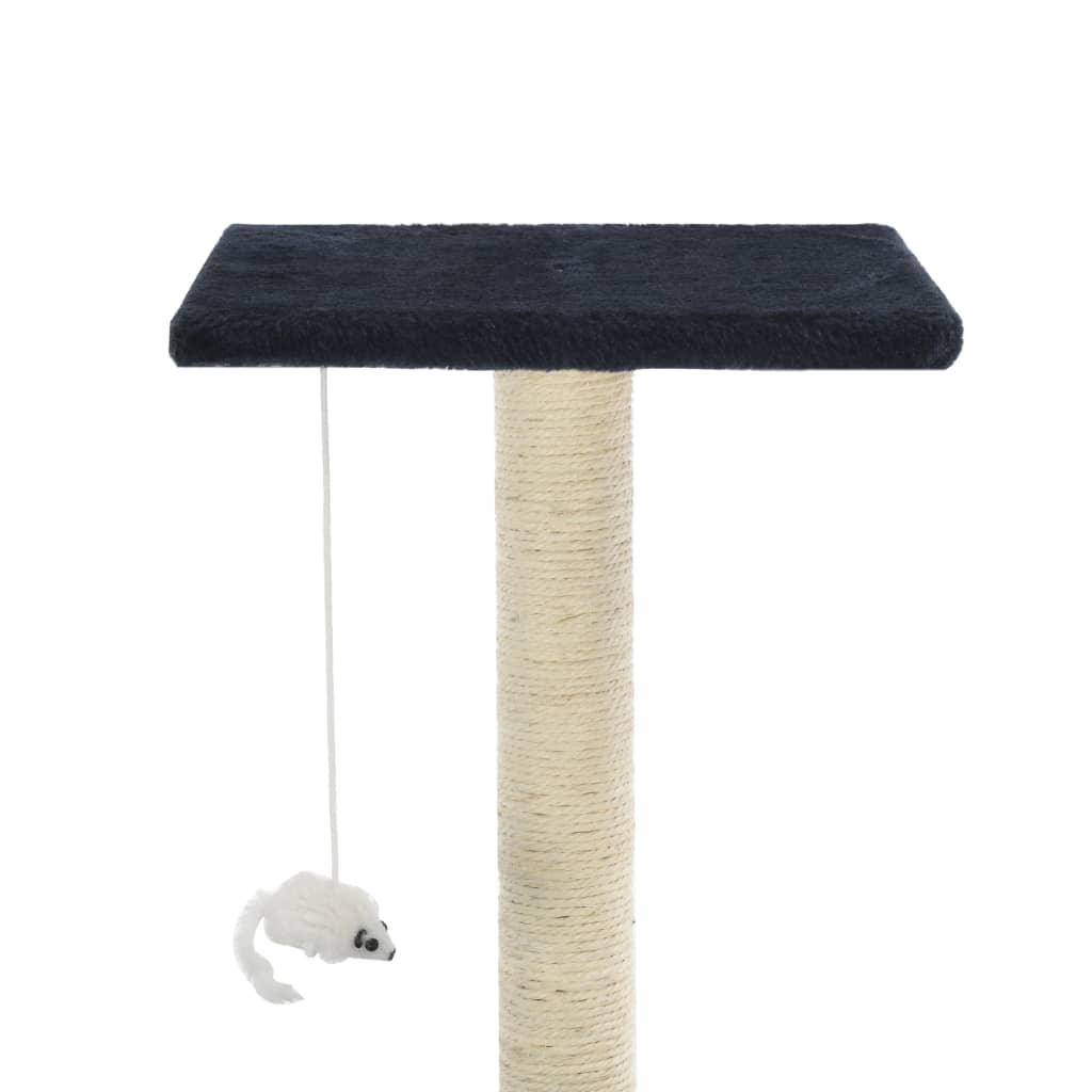 Helloshop26 - Arbre à chat griffoir grattoir niche jouet animaux peluché en sisal 95 cm bleu foncé - Imagen 5