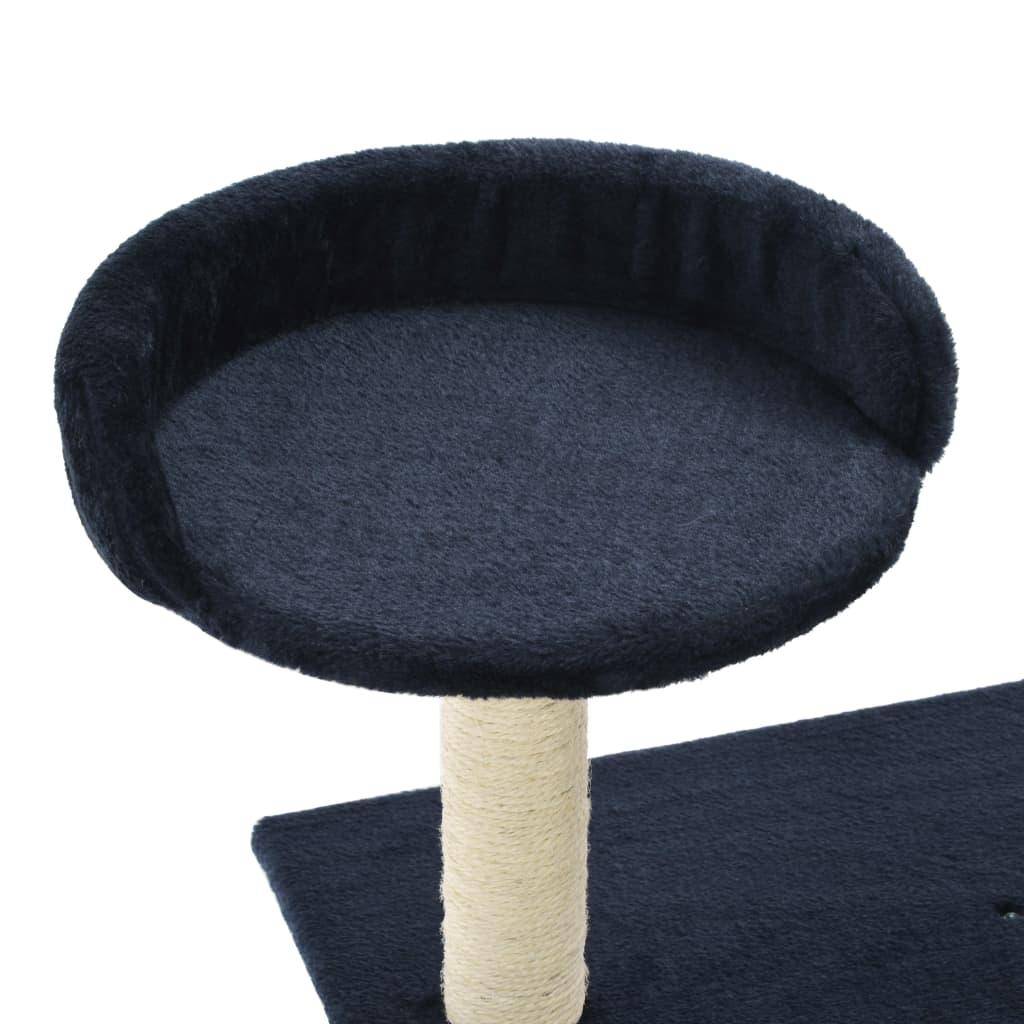 Helloshop26 - Arbre à chat griffoir grattoir niche jouet animaux peluché en sisal 95 cm bleu foncé - Imagen 4