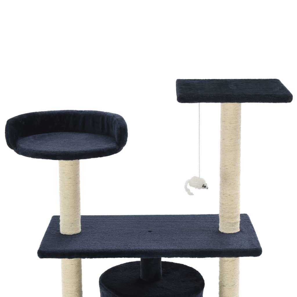 Helloshop26 - Arbre à chat griffoir grattoir niche jouet animaux peluché en sisal 95 cm bleu foncé - Imagen 3