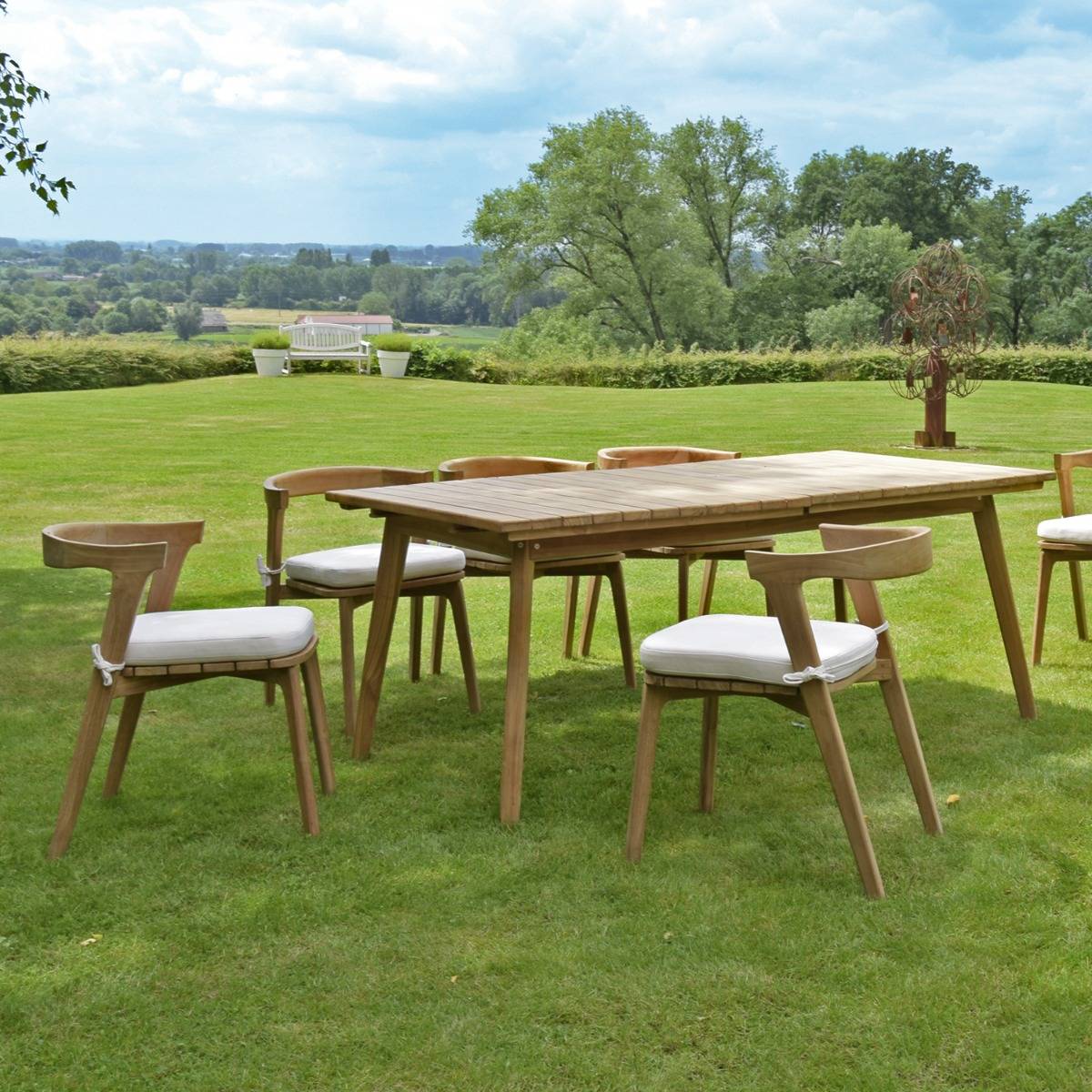 Table extensible rectangulaire teck Flora 180/240 x 100 cm - TECK'Attitude - Imagen 4