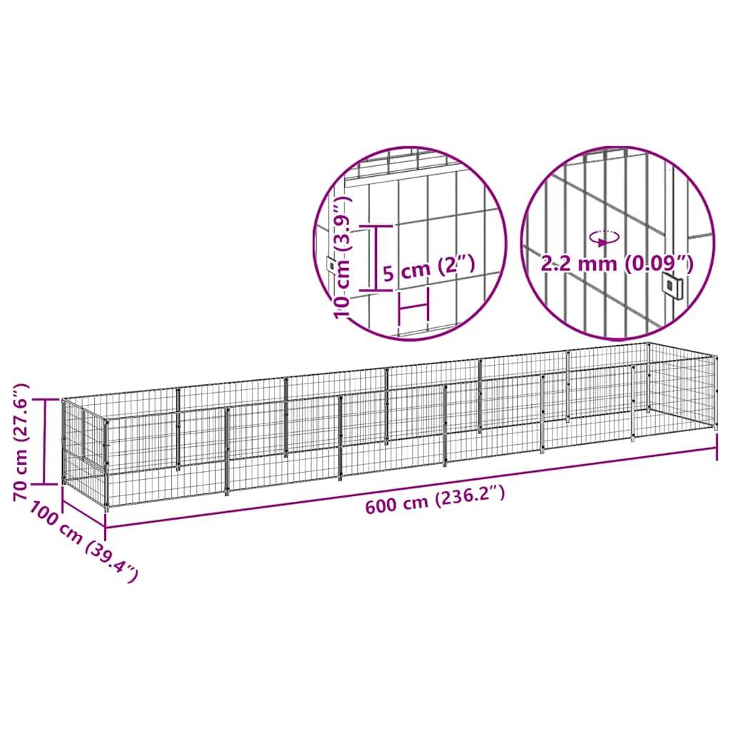 Vidaxl - Chenil Argenté 6 m² Acier vidaXL 3082104 - Imagen 10