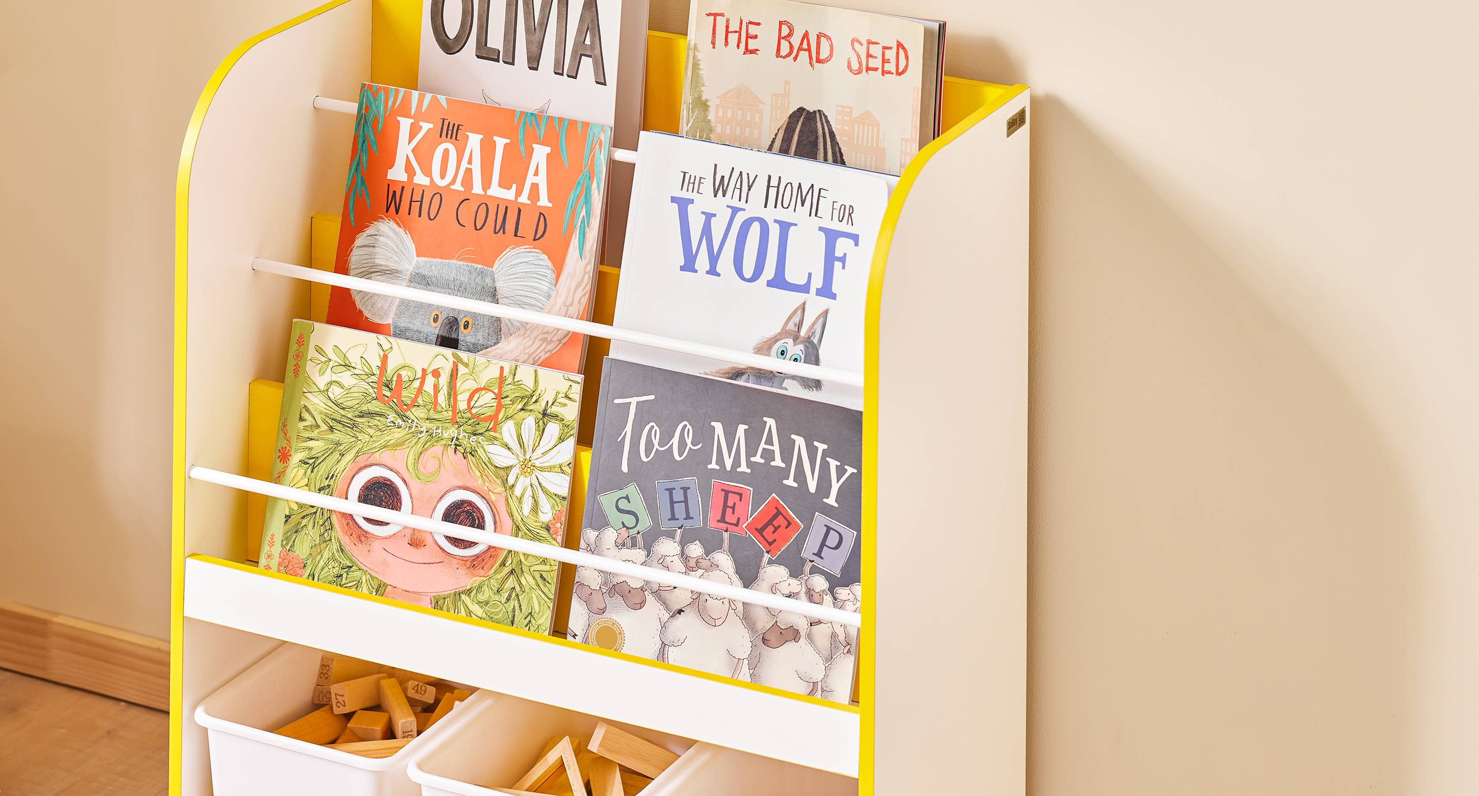 SoBuy Bibliothèque Enfant avec 3 Compartiments et Boîtes, Étagère de Rangement pour Livres et Jouets - Image 9