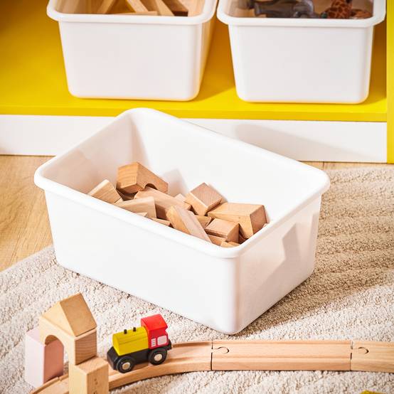 SoBuy Bibliothèque Enfant avec 3 Compartiments et Boîtes, Étagère de Rangement pour Livres et Jouets - Image 6