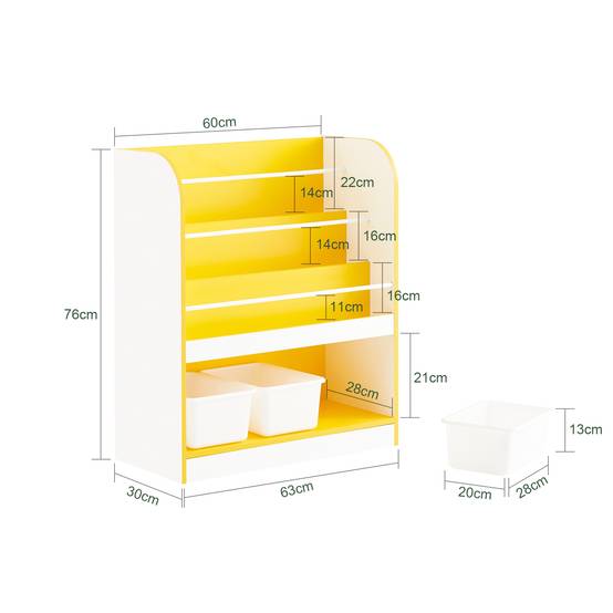 SoBuy Bibliothèque Enfant avec 3 Compartiments et Boîtes, Étagère de Rangement pour Livres et Jouets - Image 3