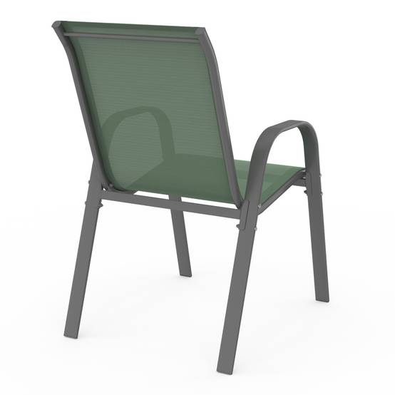 Lot de 6 chaises de jardin LYMA métal et textilène empilables vert olive - Image 5