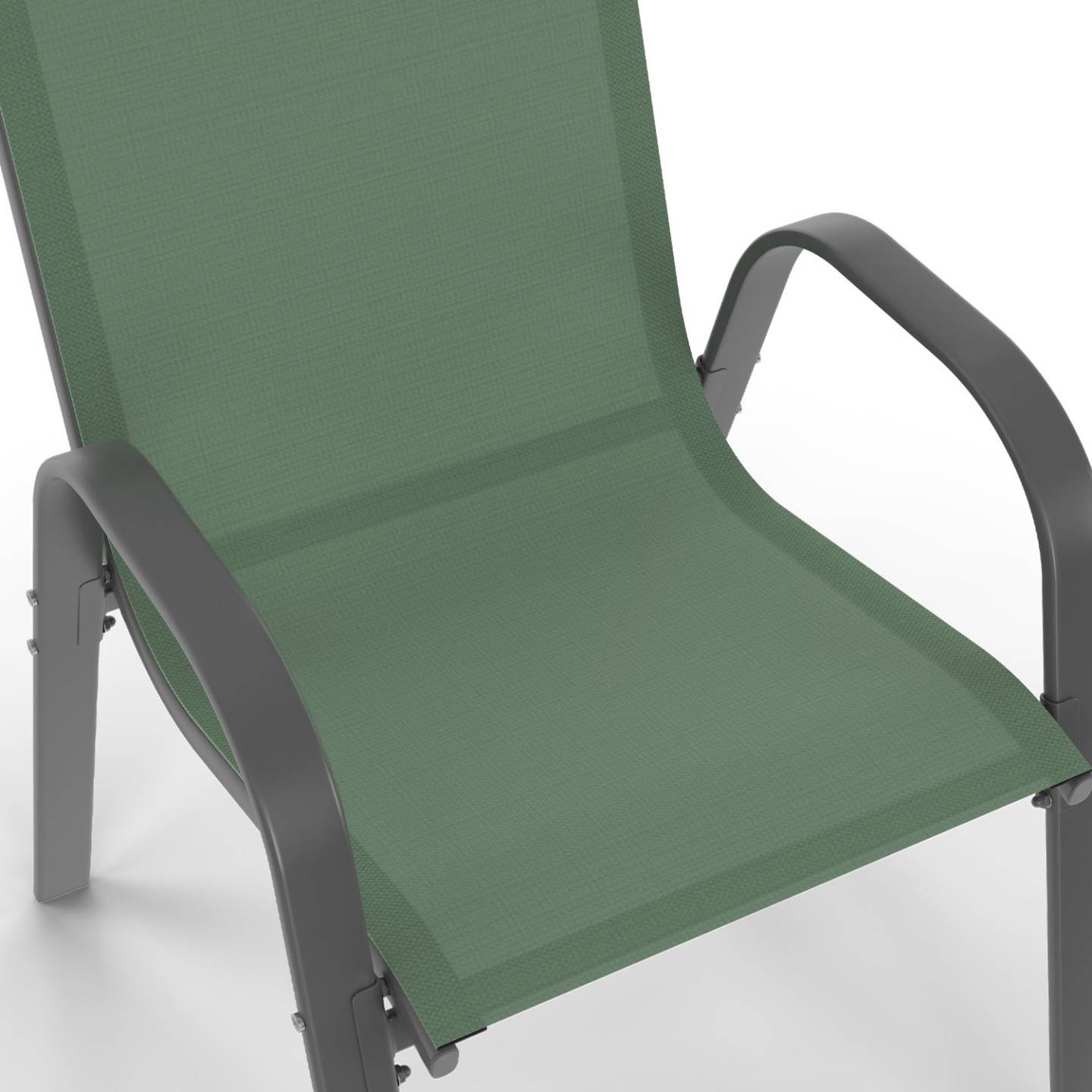 Lot de 6 chaises de jardin LYMA métal et textilène empilables vert olive - Image 7