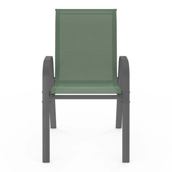 Lot de 6 chaises de jardin LYMA métal et textilène empilables vert olive - Image 4
