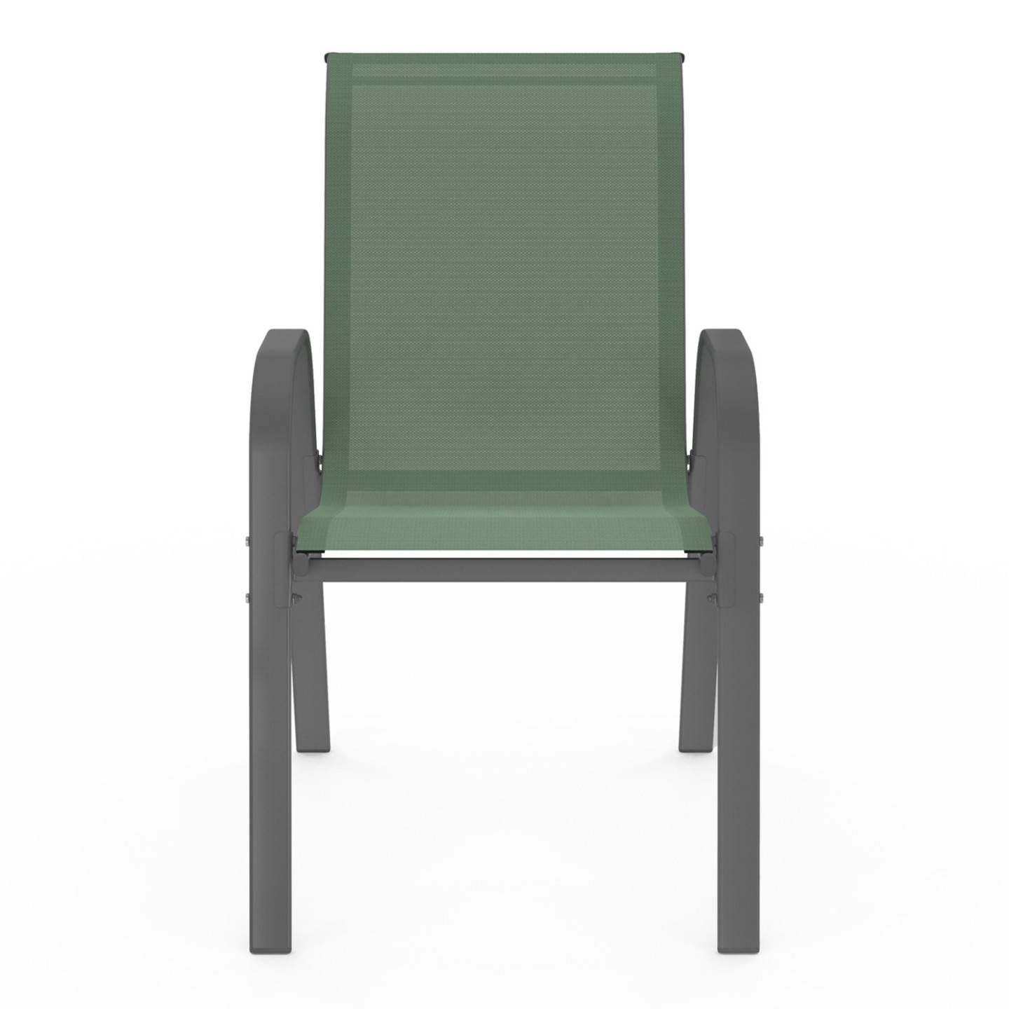 Lot de 6 chaises de jardin LYMA métal et textilène empilables vert olive - Image 4