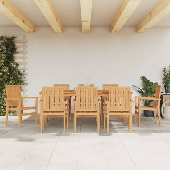 Chaises de jardin empilables bois teck 56.5 x 57.5 x 91 cm - PANGIVO - Image 1