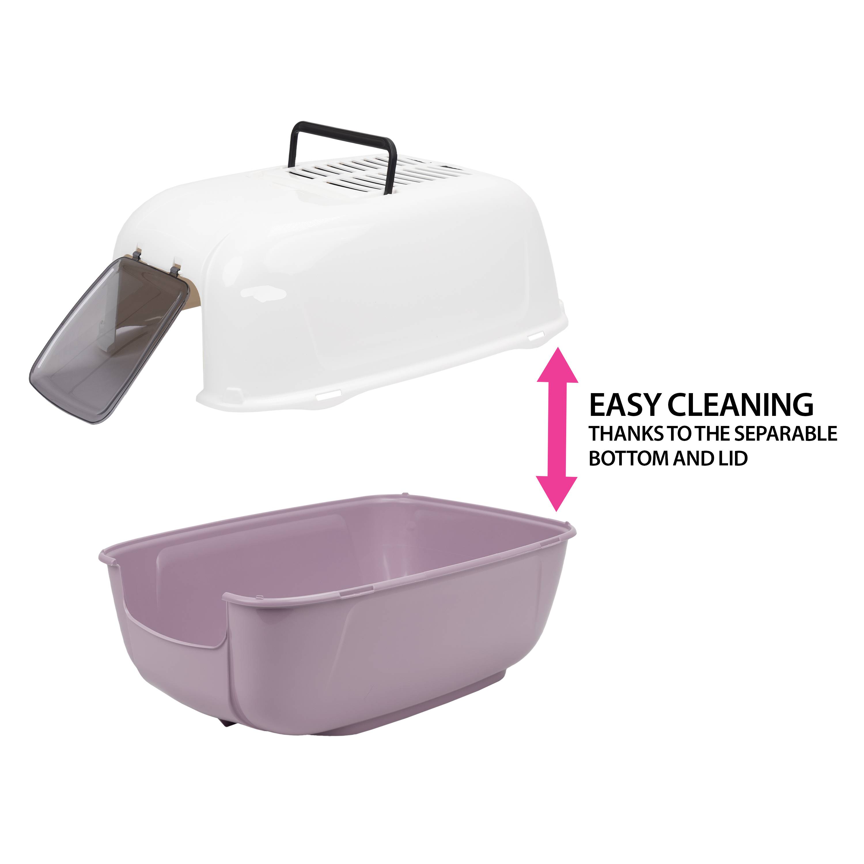 Ferplast - Ferplast Bac Litiere pour Chat, Maison de toilette pour Chat, 2 filtres à charbon actif anti-odeur inclus, Porte battante obscurcie, 39,5 x 52,5 x h - Image 6