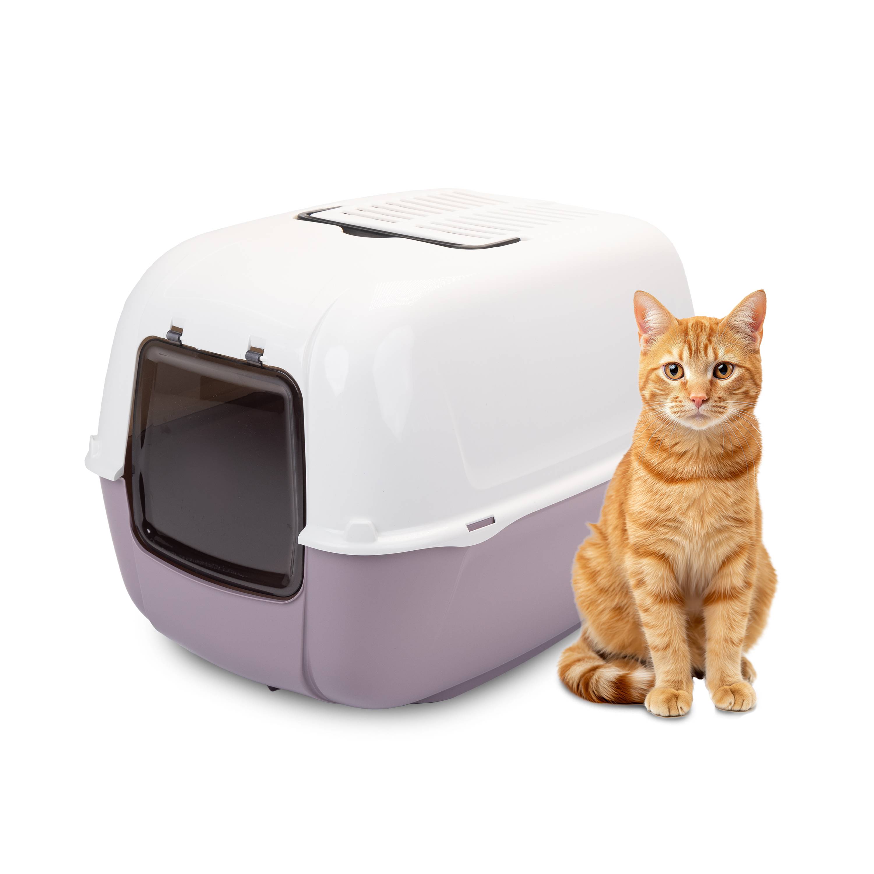 Ferplast - Ferplast Bac Litiere pour Chat, Maison de toilette pour Chat, 2 filtres à charbon actif anti-odeur inclus, Porte battante obscurcie, 39,5 x 52,5 x h - Image 4