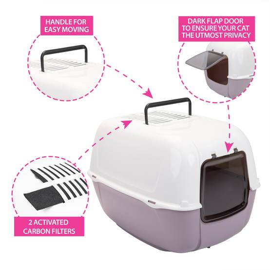 Ferplast - Ferplast Bac Litiere pour Chat, Maison de toilette pour Chat, 2 filtres à charbon actif anti-odeur inclus, Porte battante obscurcie, 39,5 x 52,5 x h - Image 5