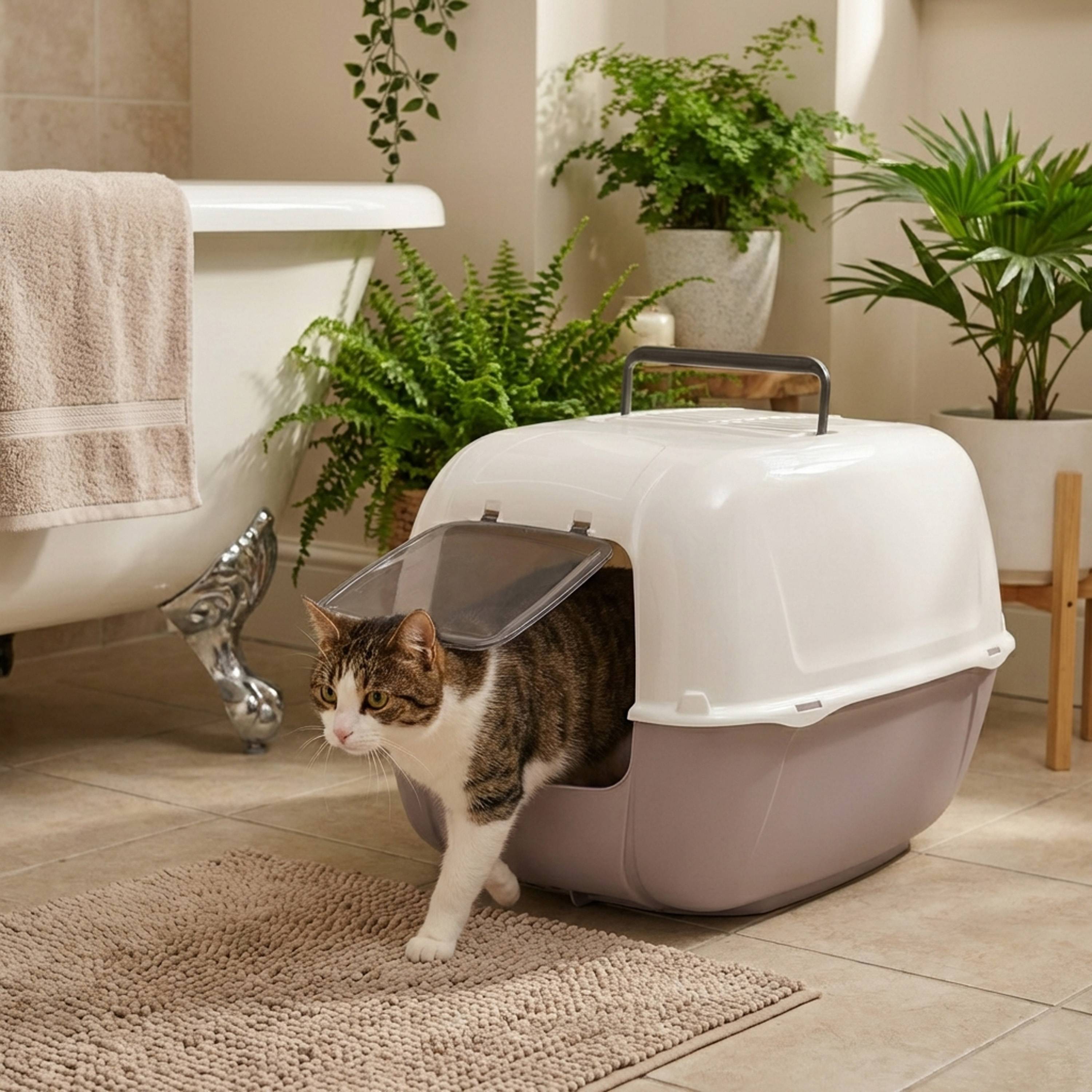 Ferplast - Ferplast Bac Litiere pour Chat, Maison de toilette pour Chat, 2 filtres à charbon actif anti-odeur inclus, Porte battante obscurcie, 39,5 x 52,5 x h - Image 3
