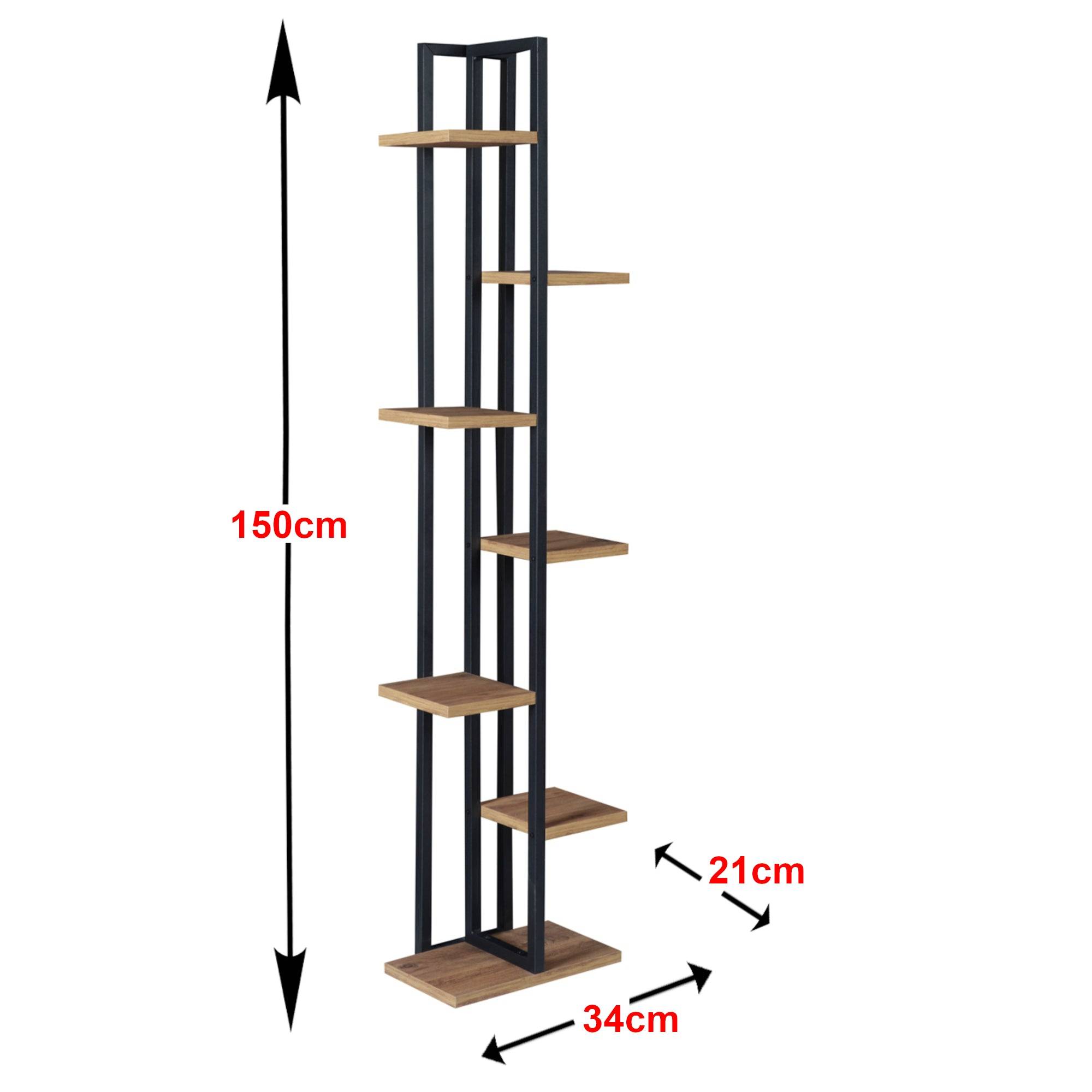 Support de plantes à 6 niveaux 150 x 34 x 21 cm effet noyer / noir - Image 2
