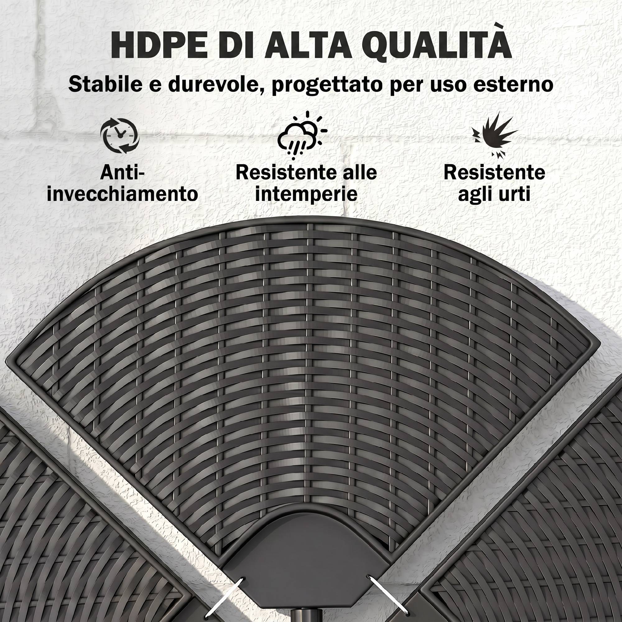 Base de parasol déporté en 4 pièces en HDPE remplissables avec eau et sable, Ø100x8 cm, noir - Image 7