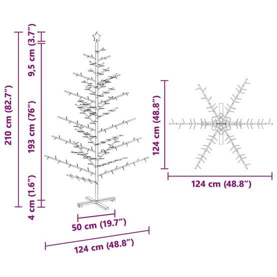 Vidaxl - Arbre de Noël en bois Marron 210 cm Bois massif en pin vidaXL 42018063 - Image 3