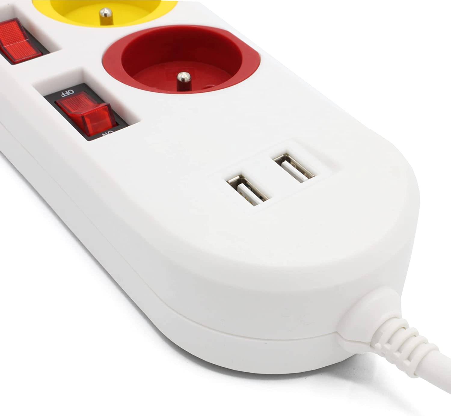 Fishtec - Multiprise Trio Color 3 Prises FISHTEC Interrupteurs USB 2A Câble 180 cm - Image 8