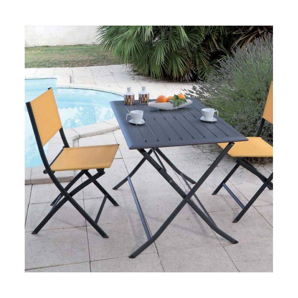 Alize - Chaise pliante en acier et toile Dream (Lot de 4) Graphite, moutarde - Imagen 2