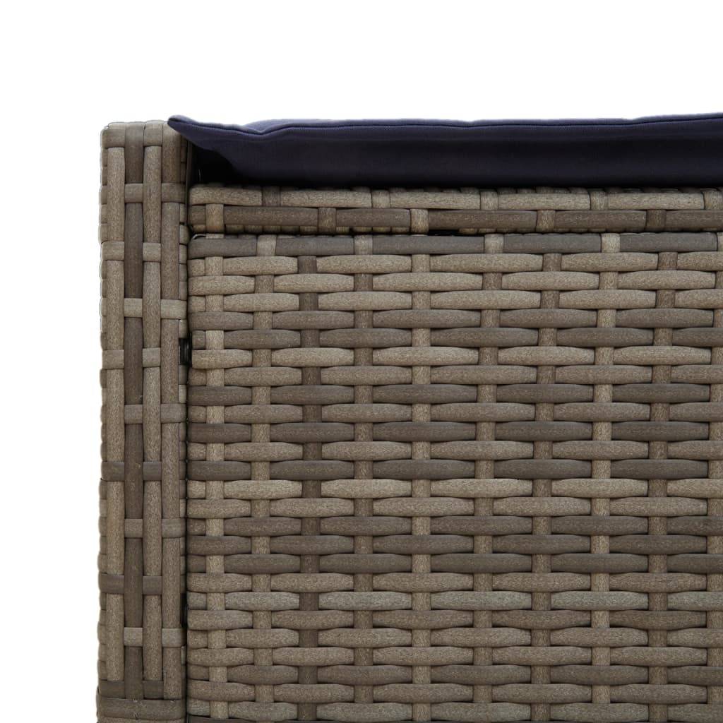 Chaise longue | Transat | Bain de soleil double avec coussins gris résine tressée - Image 7