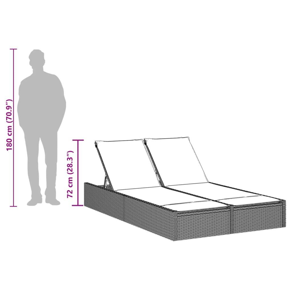 Chaise longue | Transat | Bain de soleil double avec coussins gris résine tressée - Image 9