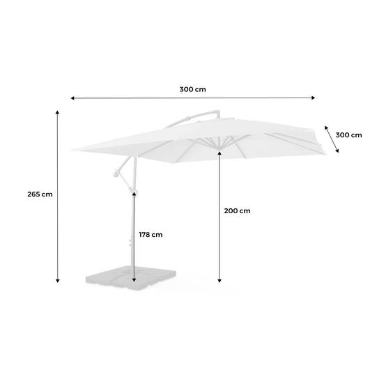 Parasol déporté carré 3x3m - Hardelot 3x3m - Gris - Manivelle anti-retour | Toile déperlante | Facile à utiliser | sweeek - Image 7