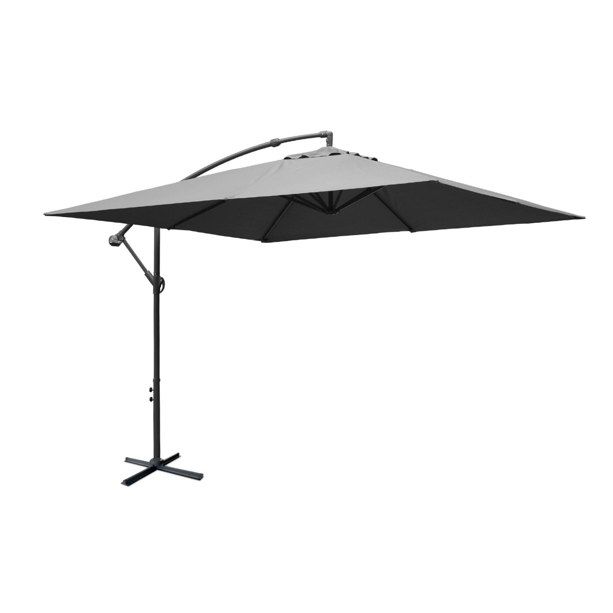 Parasol déporté carré 3x3m - Hardelot 3x3m - Gris - Manivelle anti-retour | Toile déperlante | Facile à utiliser | sweeek - Image 2
