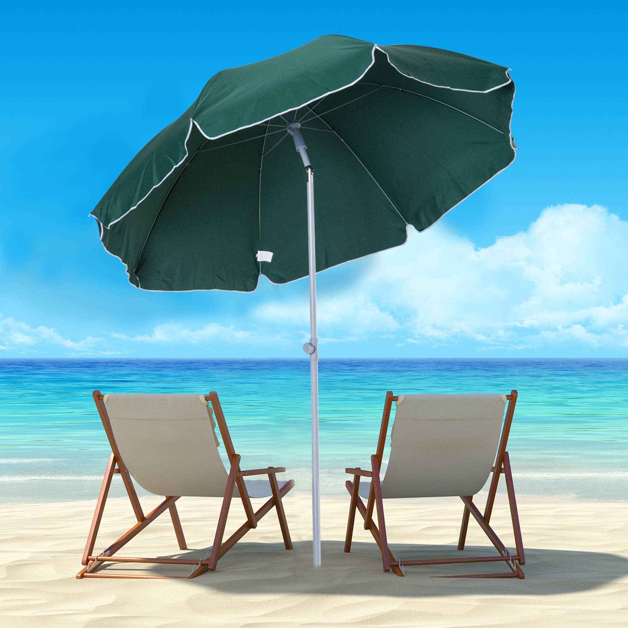 Parasol inclinable octogonal de jardin Ø 2 m métal polyester vert fr338 - Image 4