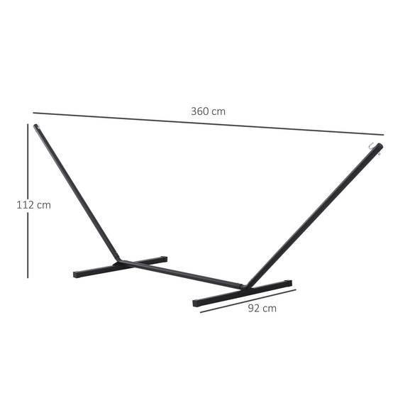Support de hamac métal noir 360 x 92 x 112 cm - PANGIVO - Image 5