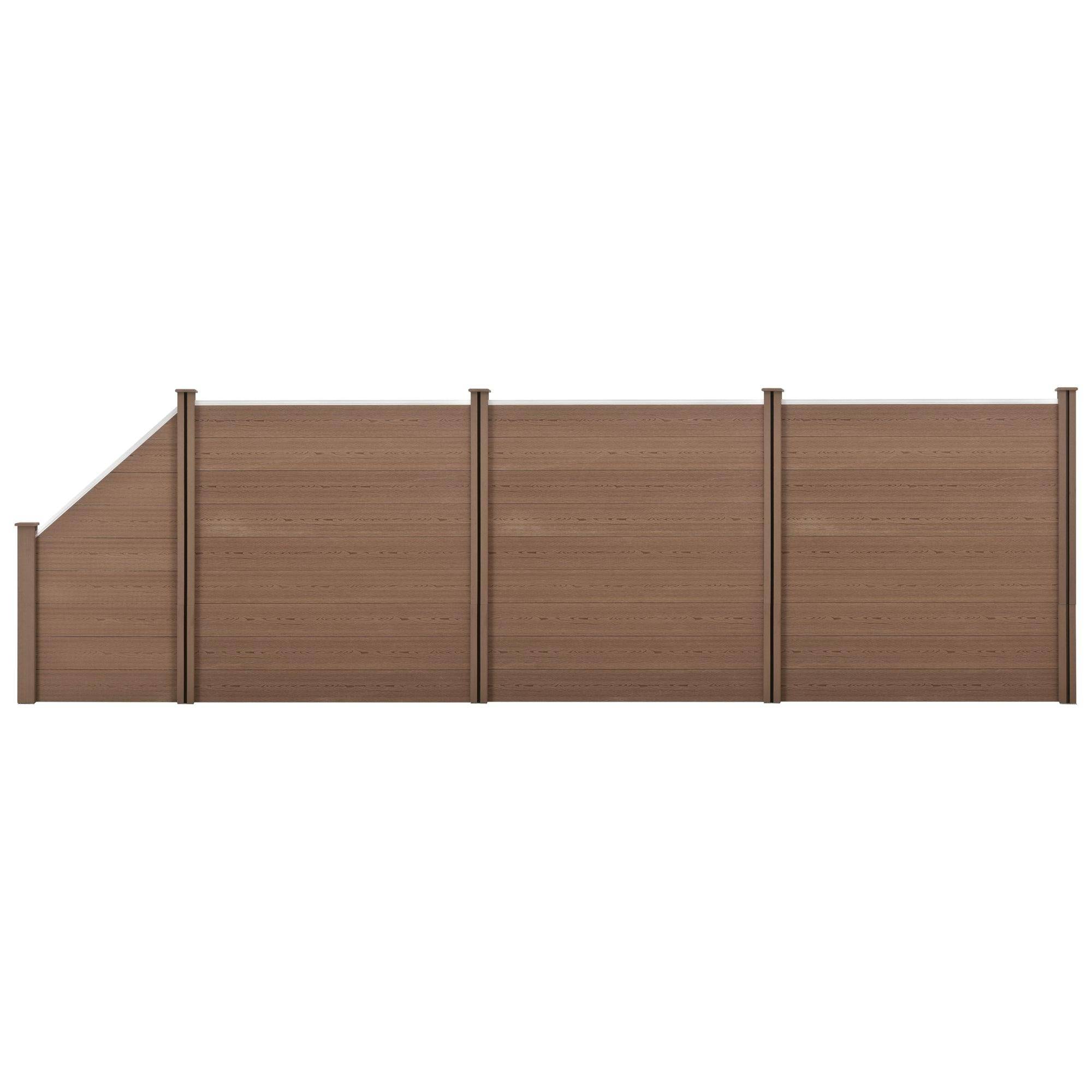 Helloshop26 - Clôture brise vue brise vent bois composite (WPC) quadratique et oblique brun 183 x 625 cm - Imagen 1