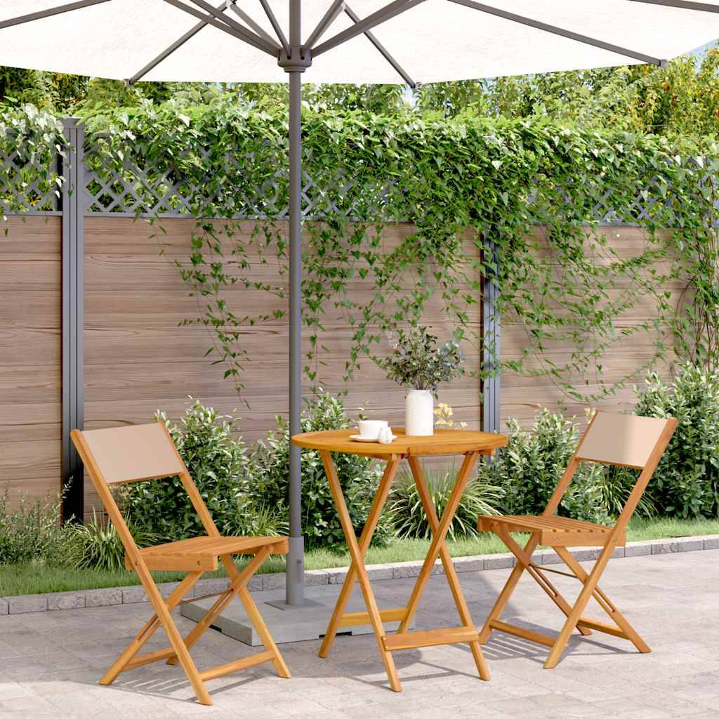 Vidaxl - Ensemble de bistro 3 pcs-Salons de jardin beige tissu et bois massif 285013 - Image 1